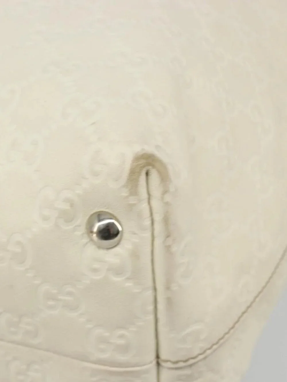 GUCCI GG Canvas Guccissima Hand Bag Leather White Silver 229852 Auth ka4829